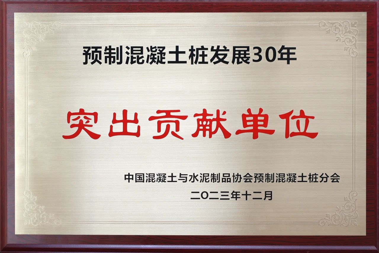 江南网页版智能获评预制混凝土桩行业发展30年“突出贡献单位”